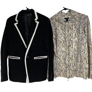 L/XL Soma Animal Print Sweater Jacket & Mymstorm Black Blazer Lot RZ10410 GUC